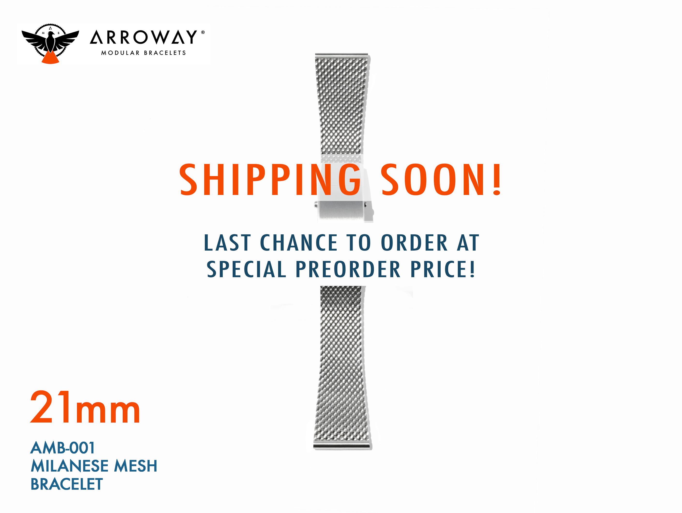 AMB-001 Milanese Mesh Bracelet - 21 x 16 mm (PREORDER)