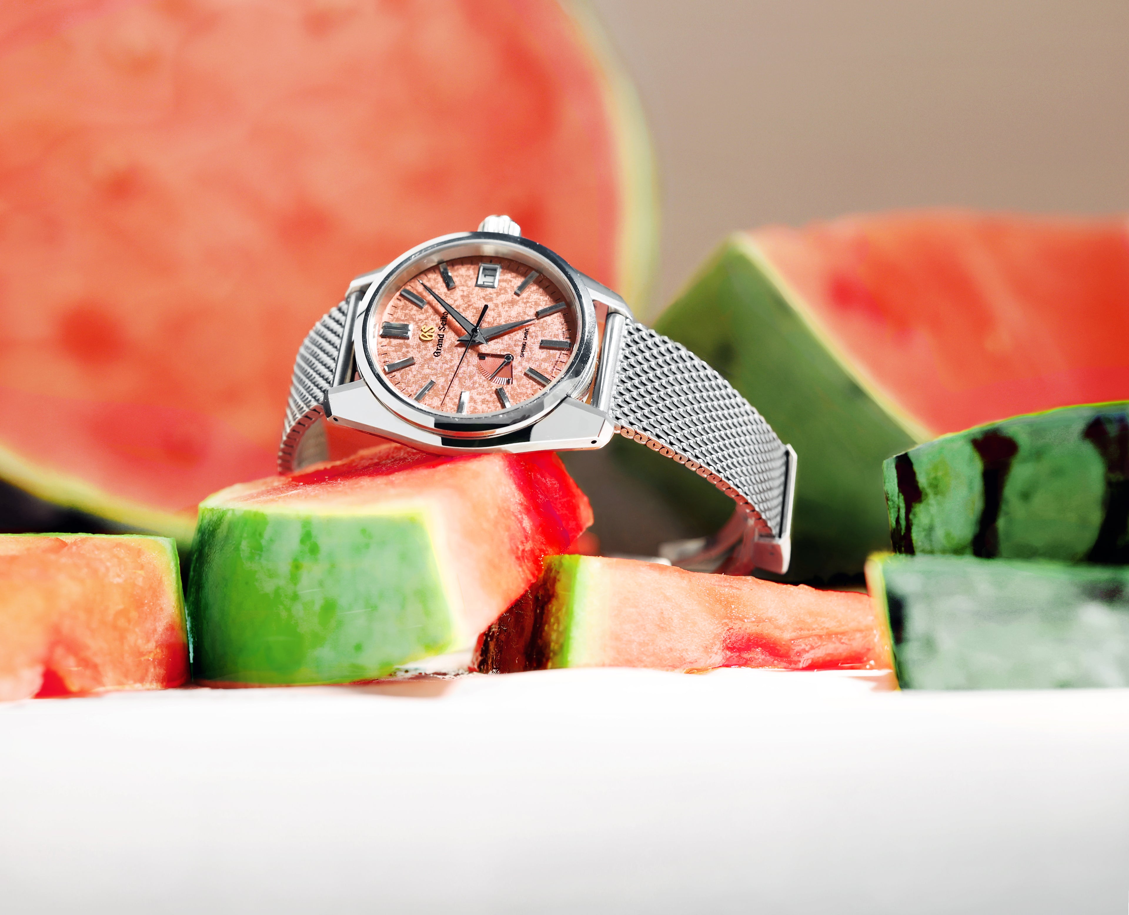 Arroway Milanese mesh bracelet, Tapered German-made OEM quality mesh bracelet - Arroway Modular Bracelets - AMB-001 on Grand Seiko SBGA509