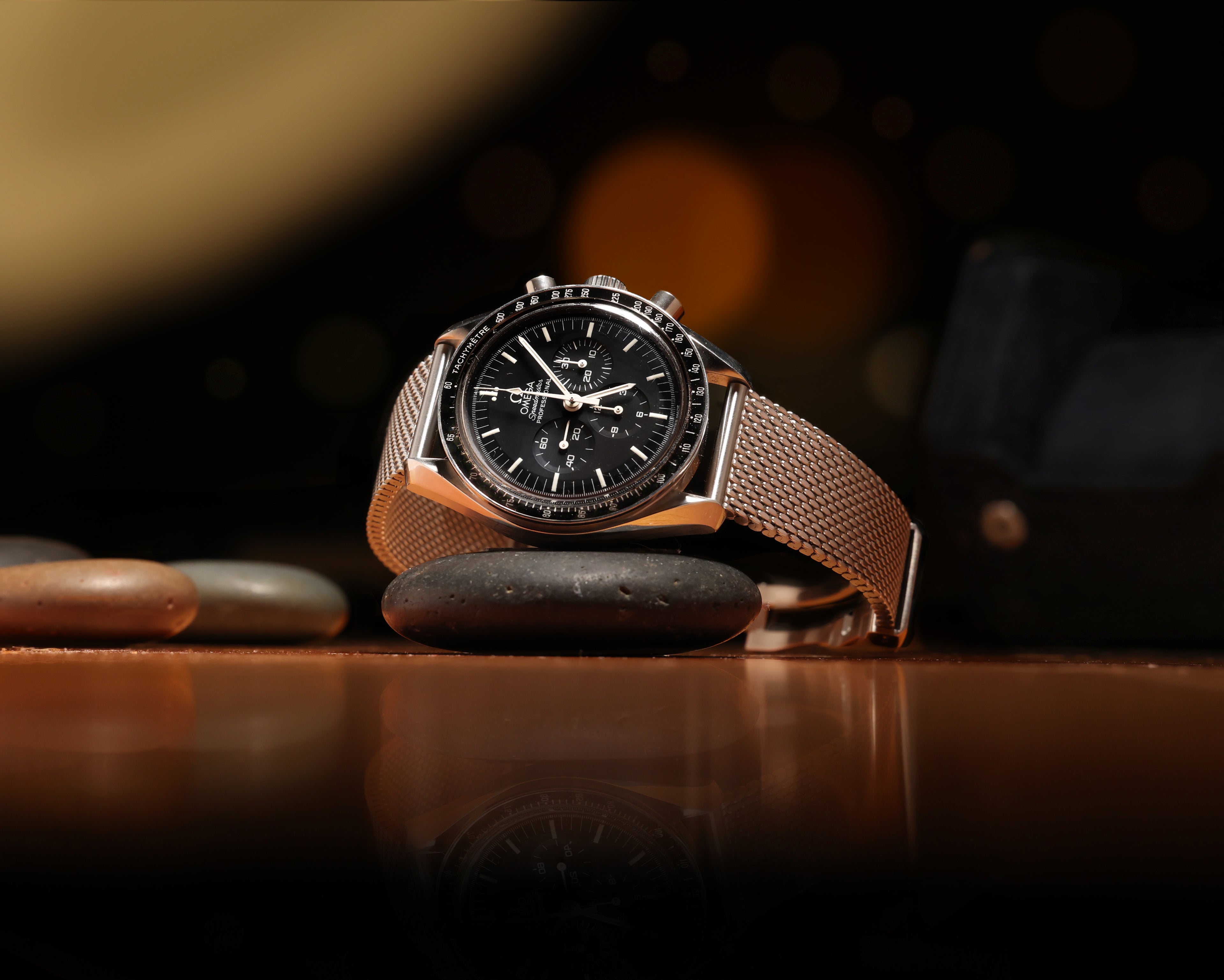 Arroway Milanese mesh bracelet, Tapered German-made OEM quality mesh bracelet - Arroway Modular Bracelets - AMB-001 on Omega Speedmaster 3572.50