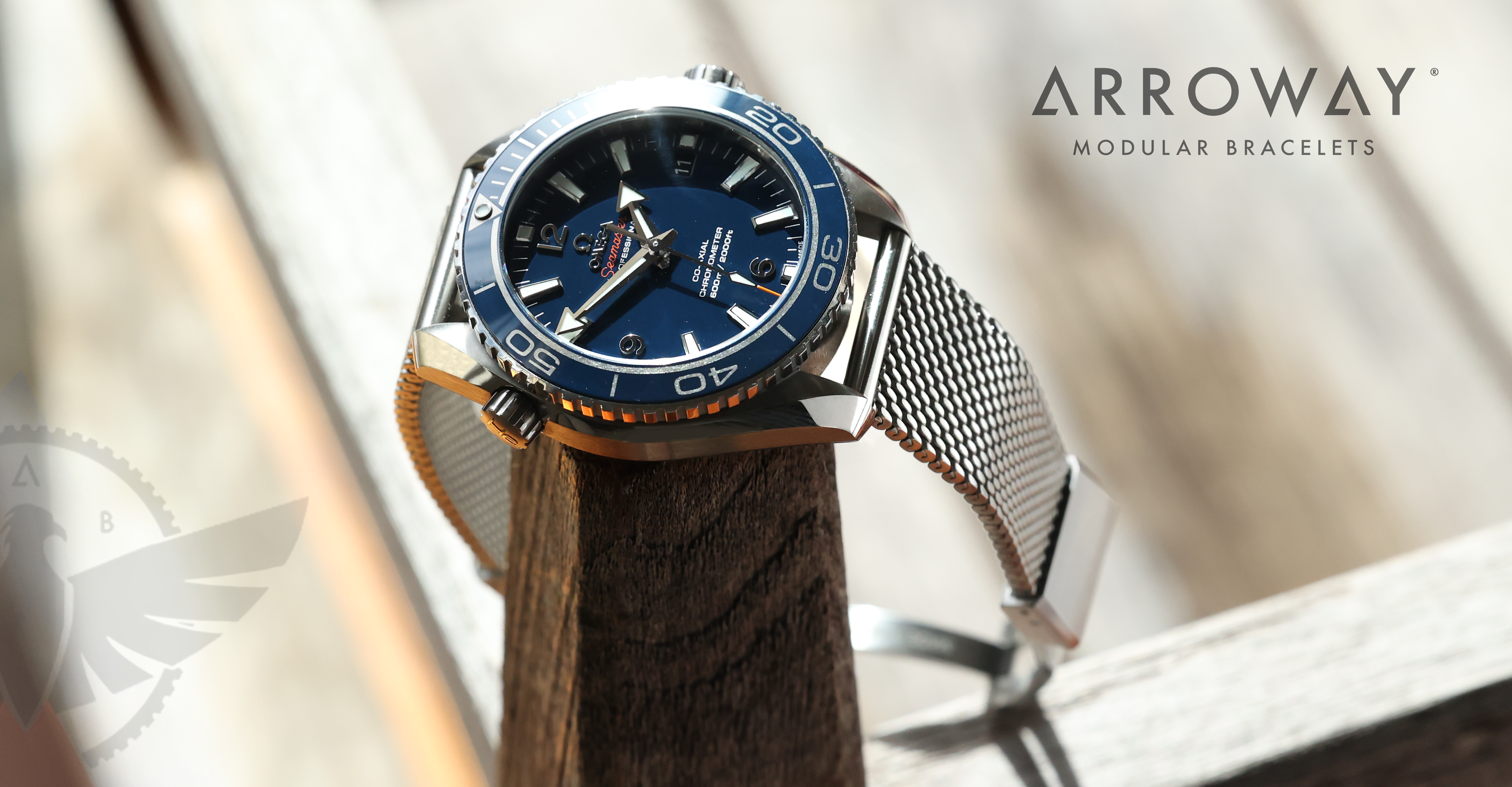 Arroway Milanese Mesh bracelet, 20mm, compatible with Omega watches, Seamaster, SMP300, Planet Ocean