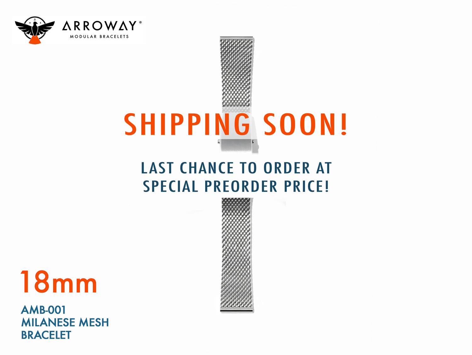 AMB-001 Milanese Mesh Bracelet - 18 x 16 mm (PREORDER)