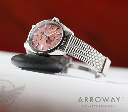 Arroway Milanese Mesh bracelet, 19mm, compatible with Grand Seiko watches, Kirazuri, sbga509, 44gs, special edition 38