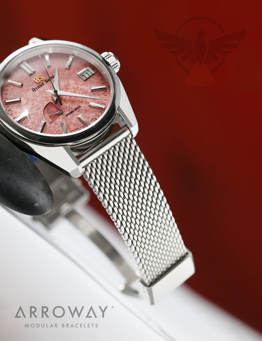 Arroway Milanese Mesh bracelet, 19mm, compatible with Grand Seiko watches, Kirazuri, sbga509, 44gs, special edition 10