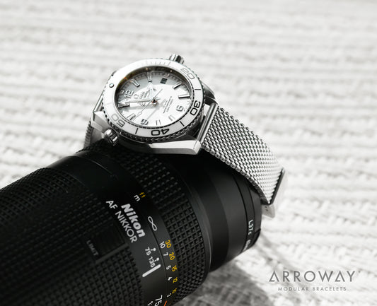 Arroway Milanese Mesh bracelet, 19mm, compatible with Omega watches, Planet Ocean 39