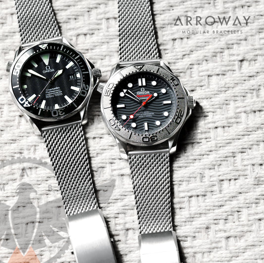 Arroway Milanese Mesh bracelet, 20mm, Made in Germany, Tapered Mesh bracelet, True OEM quality mesh bracelet, compatible with Omega watches, Seamaster, 2254.50, SMP300, Nekton 8