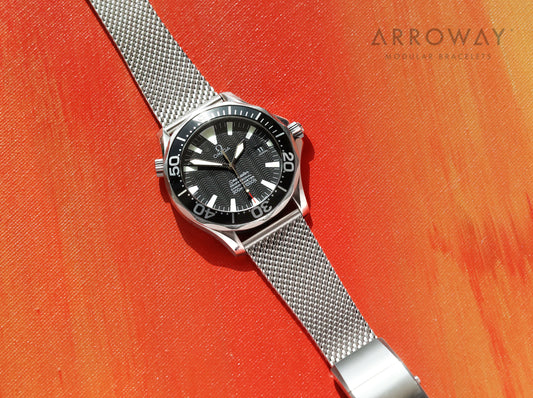 Arroway Milanese Mesh bracelet, 20mm, compatible with Omega watches, Seamaster, 2254.50 14