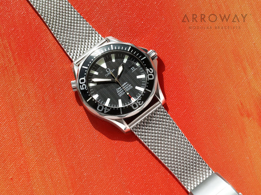 Arroway Milanese Mesh bracelet, 20mm, compatible with Omega watches, Seamaster, SMP300, 2254.50 39