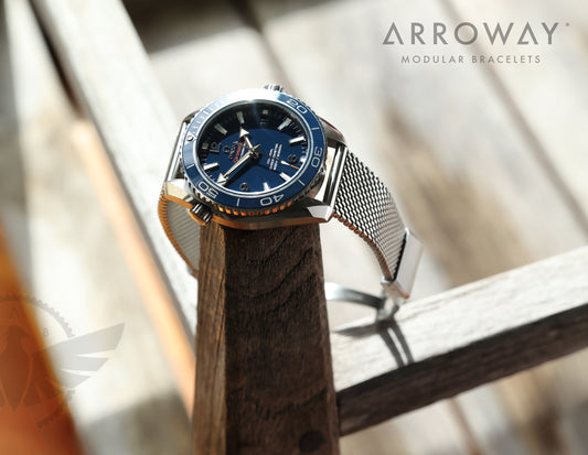Arroway Milanese Mesh bracelet, 20mm, compatible with Omega watches, Planet Ocean 44