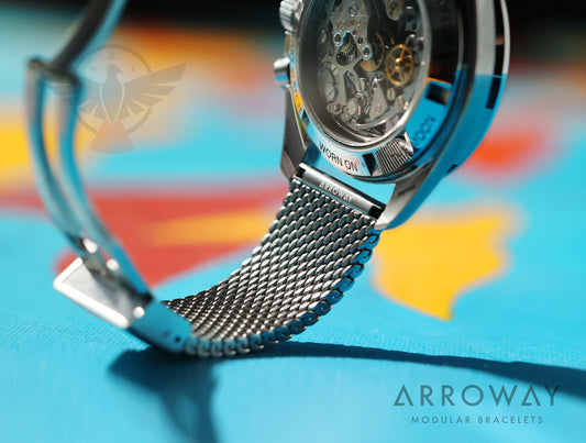 Arroway Milanese Mesh bracelet, 20mm, compatible with Omega watches, Speedmaster 3