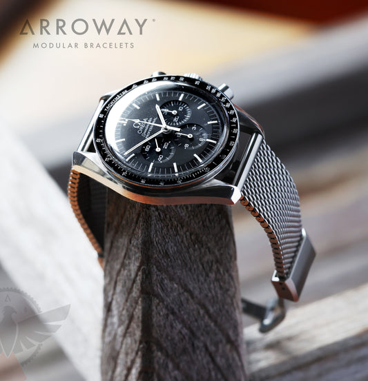 Arroway Milanese Mesh bracelet, 20mm, compatible with Omega watches, Speedmaster 33